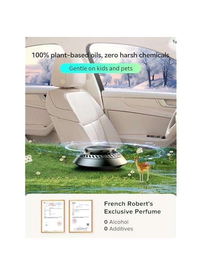 Ceeniu Solar Car Air Freshener F21, DIY Essential Oils, UFO Solar-Powered Auto Rotary Diffuser, Natural French Fragrance Cologne  Ocean, Two Oils, Aluminum Alloy, Dashboard Aromatherapy Freshener - Image 4